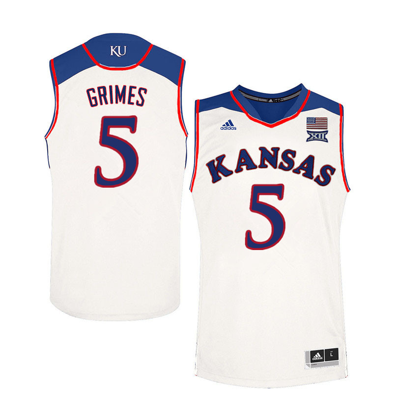Men #5 Quentin Grimes Kansas Jayhawks College Basketball Jerseys Sale-White